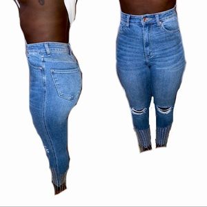 Akira Rhinestone Waterfall High Waisted Jeans